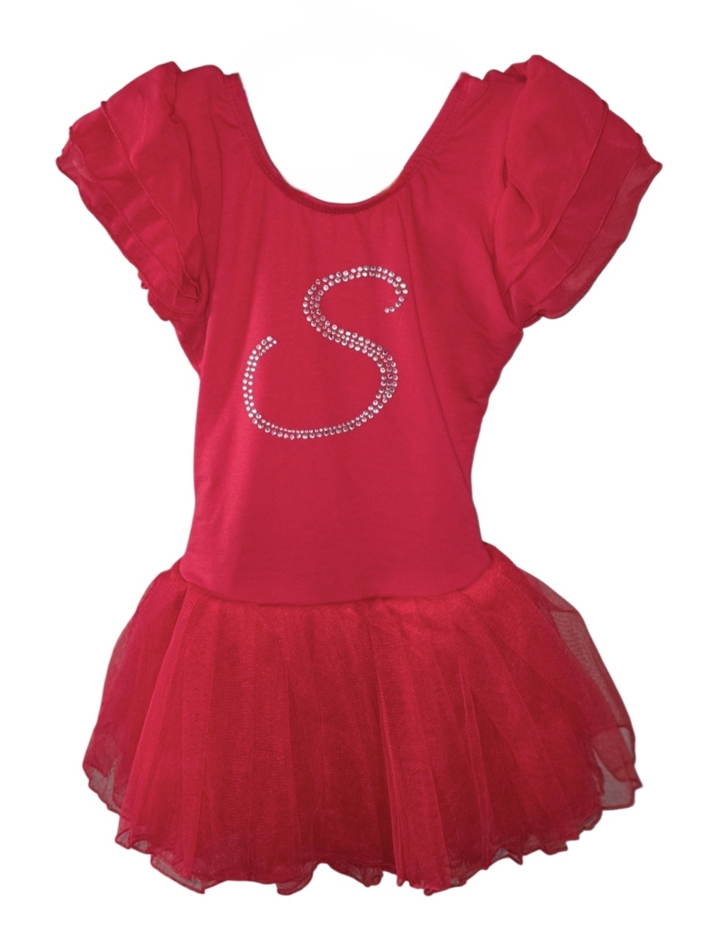 Girls Custom Letter S Rhinestone Ballet Leotard/Dance Tutu Size 3T/4T NWOT